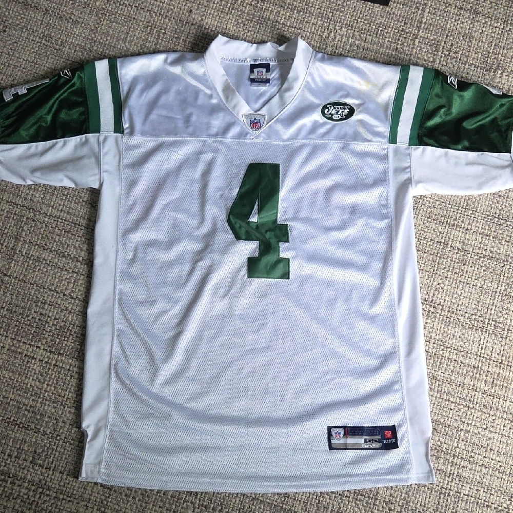 NFL NY Jets Reebok Brer Favre Men's White and Green Football Jersey
